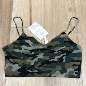 Urban Outfitters Renewal Stretch Mesh Camo Spaghetti Strap Bralette Tank NWT Med